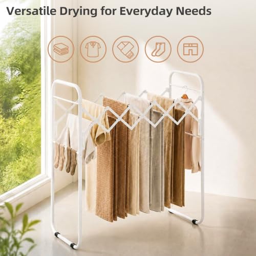 STORAGE MANIAC Clothes Drying Rack Foldable for Indoor Outdoor Use, White