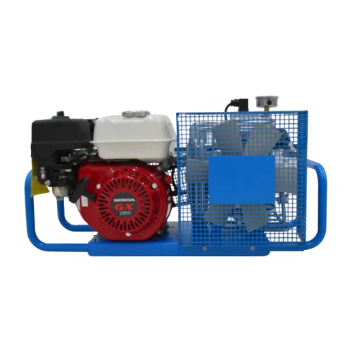 TUXING 4500Psi Pcp Air Compressor, 300Bar High Pressure Diving Compressor Gasoline Drive, Manual Shutdown Version, for Scuba Breathing Snorkeling Water Sport Paintball Blue