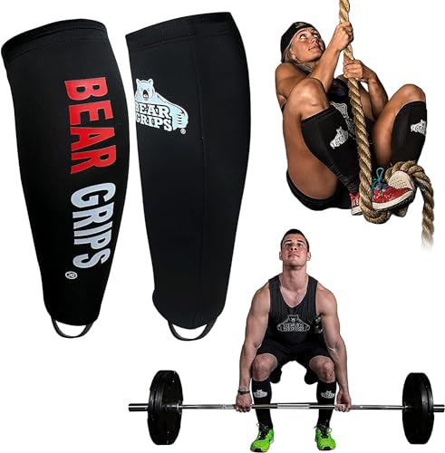 Bear Grips Deadlift Shin Guards - Breathable Gym Equipment Rope Climbing Shin Guard for Men and Women - Injury Prevention Calf Support Shin Guard Sleeves for Ultimate Shin Protection - color: Black, size: Small