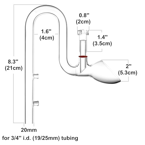 Glass Lily Pipe Set Outflow with Surface Skimmer & Multi-Level Water Intake (20mm for 19/25mm (3/4'' i.d.) tubing) - size: 20mm for 19/25mm (3/4'' i.d.) tubing