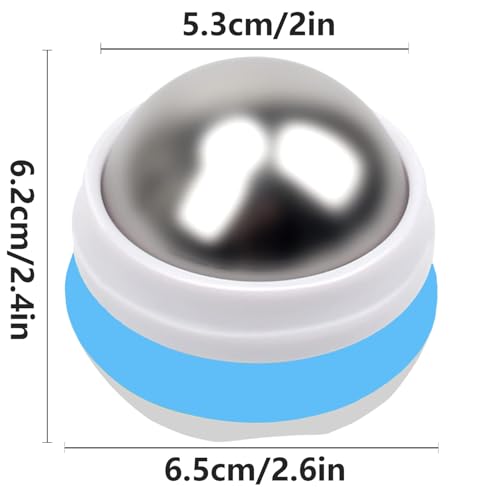 Cold Massage Roller Ball, Stainless Steel Massage Ball for Cold & Heat Therapy Relief, Ice Ball Roller for Muscles Deep Tissue, Free Rolling Removable Gel Ball for Pain Relief - color: White