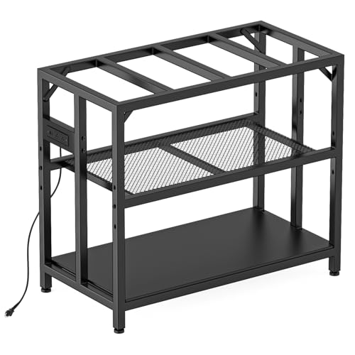 40 Gallon Fish Tank Stand with Power Outlets and Adjustable Shelf, 660LBS Capacity Metal Aquarium Stand for Turtle Tank, Reptile Terrarium and Breeder Tank, Suitable for Home Office, Black - color: Black