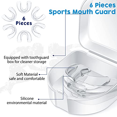 TOODOO 6 Pieces Youth Braces Mouth Guard with Cases, White - color: Transparent