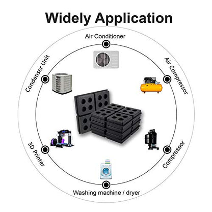 Anti Vibration Pads,4"X 4"X 3/4" Heavy Duty All Rubber Waffle Vibration Isolation Pads for Air Conditioner,Air Compressors,HVAC,Washer etc.