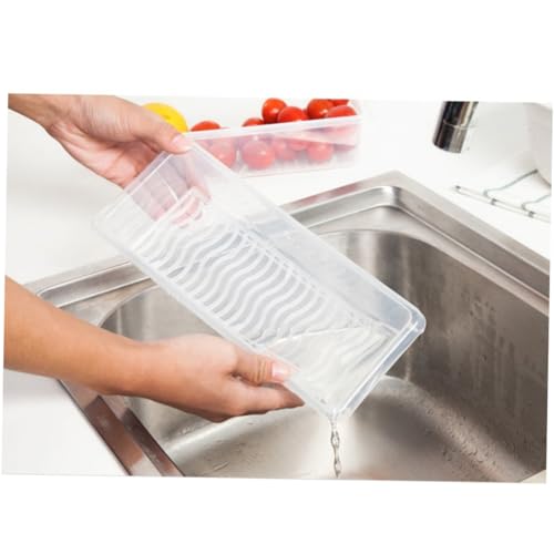 Ciieeo Plastic Refrigerator Storage Boxes 2pcs Rectangular Food Sealing Crisper for Meat Fish Produce Fresh Preservation