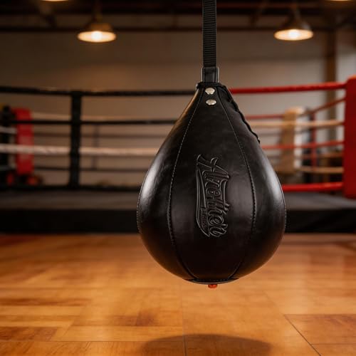 Boxing Ball Adults, 10.6in Leather Punching Bag with Elastic Cord, Heavy Duty Hanging Reflex Ball MMA Training, Home Gym Fitness Equipment, Black - size: black
