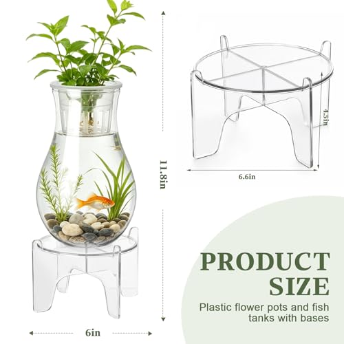 1 Gallon Plastic Aquaponic Planter and Aquarium Betta Bowl Fish Aquariums Small Fish Tank with Base and Top Promotes Healthy Hydroponic Environment for Plants (Spherical) - style: Spherical