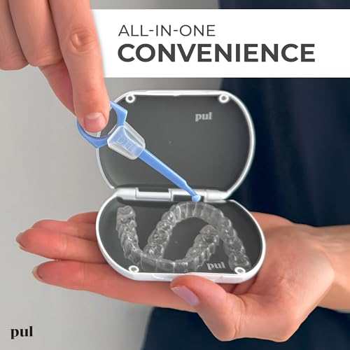 PUL Retainer Case for Invisalign & Clear Aligners - Slim Clear Aligner Case with Secure Magnetic Closure - Travel Retainer Holder for Invisalign Accessories, Mouth Guards & Dentures - Gray - color: Gray