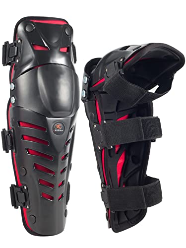 RIDBIKER Motorcycle Knee Shin Guards, Bendable MTB Knee Pads - color: Red, size: Medium