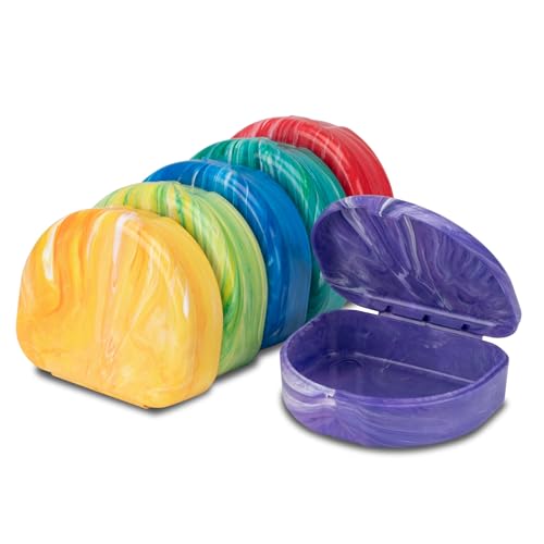 Practicon Marble Retainer Cases, Clear Aligner Case, Dental Orthodontic Retainer Boxes, Mouth Guard Holder, 6 Pack - color: Marble Assorted