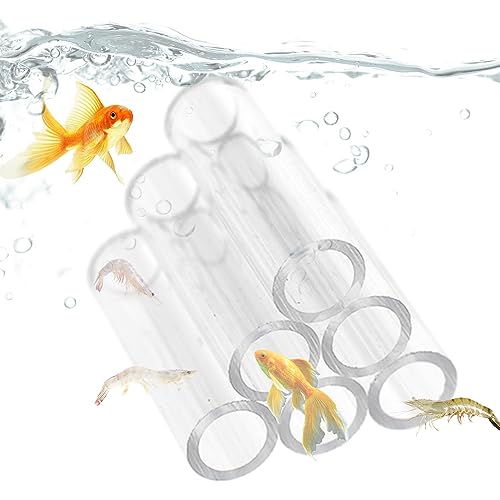 Shrimp Shelter Tube, Transparent Acrylic Tube Aquarium Shrimp Cave Breeding Fish Shrimp Feeder Breeding Tube Aquarium Fish Tank Pipe Shelter Tube Fish Tank Shelter Decorations Hideaway Pipes - color: 6 tubes