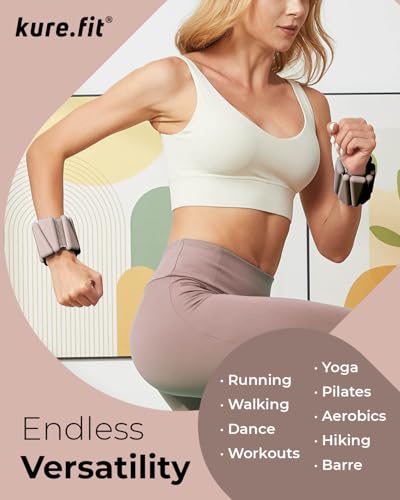 Pilates Wrist & Ankle Weights | Adjustable Weighted Bangles | 1LB/2LB Each - color: Taupe, size: 1 LB
