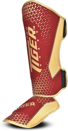 Shin Guards MMA, Muay Thai, Kickboxing, Leg Instep Protection Pads, Kicking, Sparring, Training Gear, Karate, Boxing, Taekwondo - Unisex - Black and White Colors - color: Red, size: Small