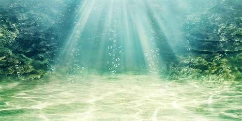 30X18 Inch Lush Aquatic Plant Aquarium Backdrop with Rising Bubbles - Underwater Ocean Floor Fish Tank Background Durable Polyester Decor - size: 30X18in