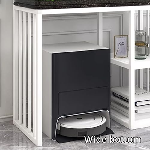 Robot Vacuum Cleaner Storage Rack,Robot Vacuum Stand Cabinet with Double Layer Storage Shelves, Floor-Standing Organizer for Robot, Fish Tank Rack, Modern End Table for Living Room & Office