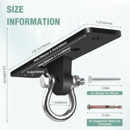 Heavy Bag Hangers Brackets, Heavy Duty Swing Hangers - size: 4 Holes Ceiling Anchor without Swivel