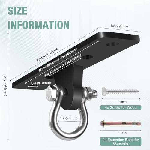 Heavy Bag Hangers Brackets, Heavy Duty Swing Hangers - size: 4 Holes Ceiling Anchor without Swivel
