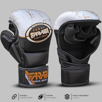 Farabi Sports MMA Gloves with Adjustable Wrist Support Open Palm Sparring Boxing Gloves Ideal for Muay Thai, Cage Fighting, Combat Sports & MMA Training Gloves for Men and Women - size: Large-X-Large