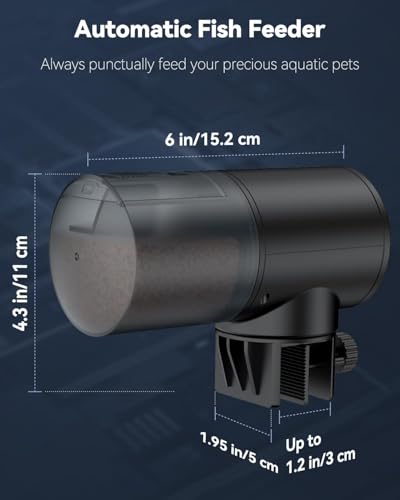 Pawfly Automatic Fish Feeder for Aquarium USB Rechargeable Vacation Timer for Fish Tank 200 ml Adjustable Auto Fishes Food Dispenser for Pellets Granules & Strips - size: For 200 ml (USB Rechargeable)