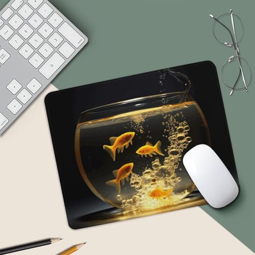 Mousepad Fish in Fish Tank MouseMats with Non-Slip Base MousePads for Man Woman Computer Desktop Protection Mat Desk Mat with Stitched Edges - size: 9.8"x11.8"