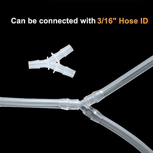 Feelers 3/16" Plastic Hose Barb Tee Fitting 10 Pack, Equal Barbed Y-Shaped 3-Way Connector, Tube Splicer Union Adapter for Air Line, Fuel Line, Water Hose