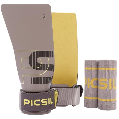 PICSIL Falcon Grips Pack, Carbon Fiber Grips, Use with Chalk | Includes professional grips, wrist wraps, and a carry bag. Ideal for functional fitness, gymnastics, and strength training. - color: Taupe, size: G(S-M)