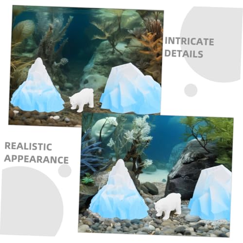 BESTonZON 3pcs Realistic Underwater Mountain Decoration for Aquariums Educational Polar Figurines for Durable Water Resistant Design