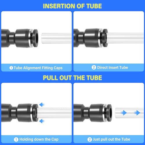 TAILONZ PNEUMATIC Black Straight 1/4 inch Tube OD Push to Connect Tube Fittings Push Lock PU-1/4 (Pack of 10) - color: Black-Straight, size: 1/4"OD 10PCS