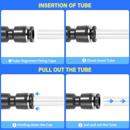 TAILONZ PNEUMATIC Black Straight 1/4 inch Tube OD Push to Connect Tube Fittings Push Lock PU-1/4 (Pack of 10) - color: Black-Straight, size: 1/4"OD 10PCS