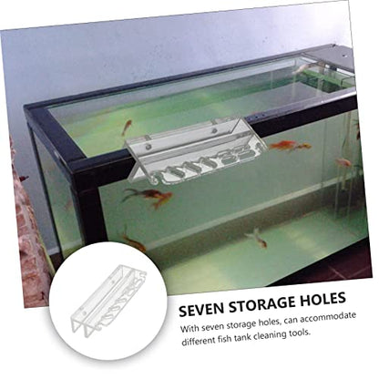 VANZACK Aquarium Tool Holder Acrylic Water Grass Tool Organizer for Fish Tank Maintenance Multiple Storage and Easy to Install