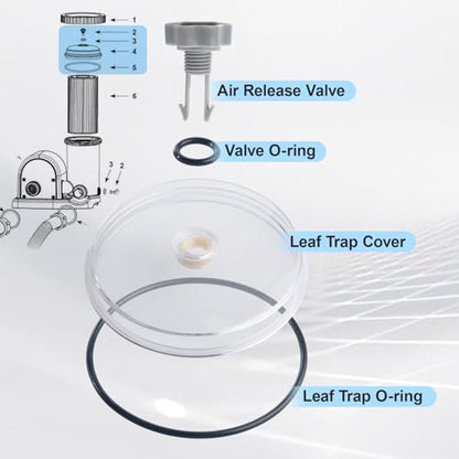 11480 Leaf Trap Cover for Intex Pool Pump SF70110 SF60110 26335EH 26339EH 26365EH 26367EH 26371EH 26373EH, Pool Pump Filter Cover Lid with O-Ring and Valve