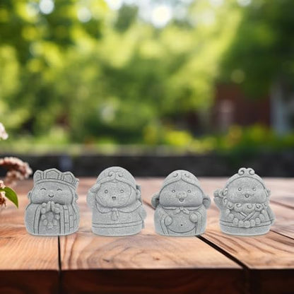Kisangel Miniature Journey to The West Figurine Set, 4pcs Aquarium Buddha Statue Decor, Stone Gray Bonsai Accessories for Fish Tank and Zen Garden Display