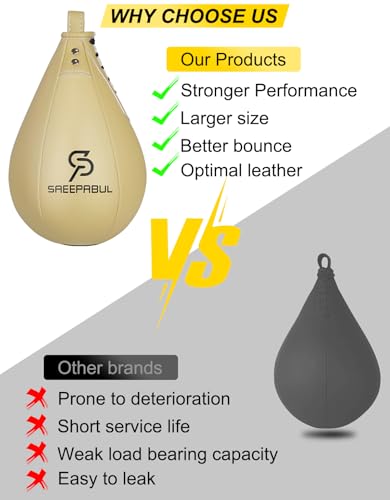 Speed Bag,Speed Bag for Boxing,PU Leather Reflex Training Pear Shaped Punching Bag,Fast Reaction Skills Development Perfect for Kids Teens Adults Boxing Coaches - color: Pro Beige(9.5" x 7.1")