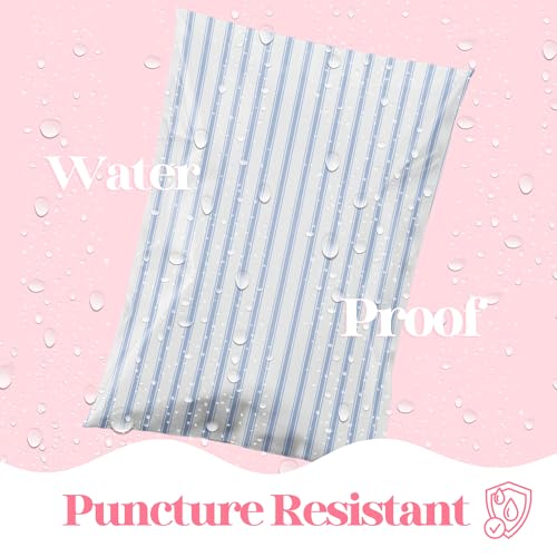 14.5x19 Designer Poly Mailer 100 Pack Heavy Duty Waterproof Self Seal Shipping Bags for Small Business Large Mailing Envelopes Bulk Tear Resistant Packaging Blue Stripe - color: Blue Stripes, size: 14.5x19