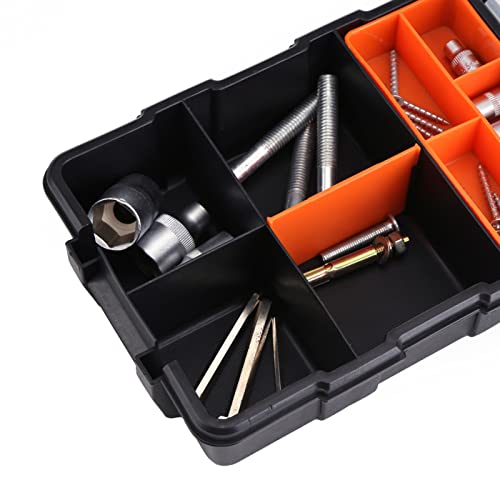 Tools Organizer Box, Two layer Plastic Heavy duty Components Storage Box Case Organizer Small Parts Tool Box