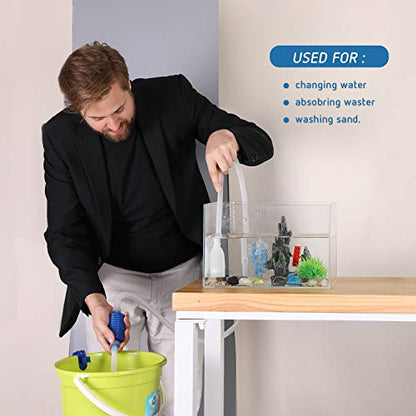 VIVOSUN Aquarium Gravel Cleaner Siphon Fish Tank Vacuum Cleaner with Fishing Net Long Nozzle Water Flow Controller - BPA Free