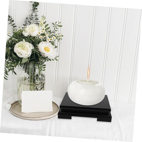 Healifty Solid Wood Square Display Stand Base Height Smooth Surface Flowerpot Holder Pedestal for Teaset Buddha Vase Aquarium and Home Ornament Showcase