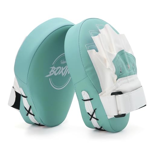 Valleycomfy Boxing Pads Curved Focus Punching Mitts for Men Women - color: Cyan