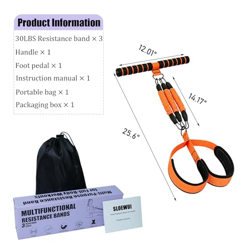Pedal Resistance Band with Handle, 90Lbs Pedal Resistance Band - color: Orange