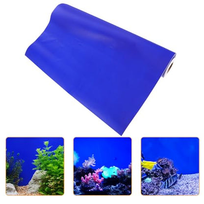 BETOOKY Aquarium Background Sticker PVC Self-Adhesive Fish Tank Backdrop Roll 45cm X 10m Blue Underwater Scenery Decoration for DIY Aquarium Accessories