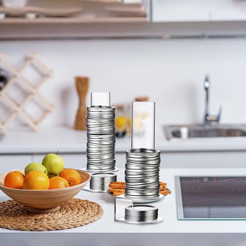 2 Pack Mason Jar Lid Organizer Wide & Regular Mouth Storage Rack for Canning Jar Lids and Rings Acrylic Vertical Storage Holder Kitchen Organization & Tumbler Lids