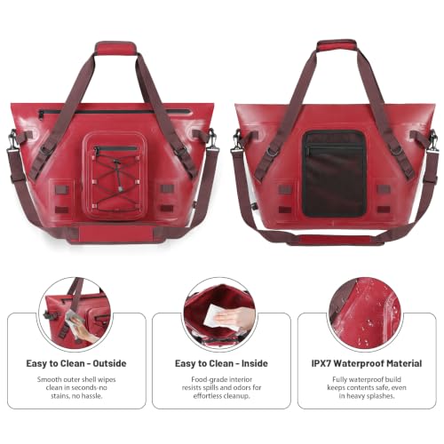 MORXPLOR Insulated Fish Cooler Kill Bag with Flat Bottom-26x18 31x14 40x16 50x18 60x20 70x25 Inches Waterproof Fishing Tackle Kill Cooler Bag - color: Wine-26x18x9