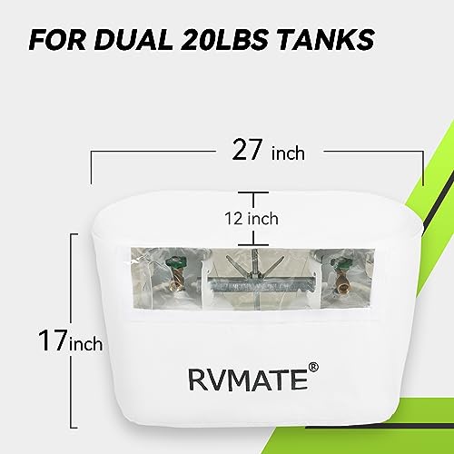 RV Propane Tank Cover, Waterproof, Anti-UV, White Camper Propane Tank Cover, Fits 20LB Dual Propane Tanks, for RV/Trailer/Camper Accessories