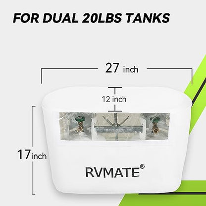 RV Propane Tank Cover, Waterproof, Anti-UV, White Camper Propane Tank Cover, Fits 20LB Dual Propane Tanks, for RV/Trailer/Camper Accessories
