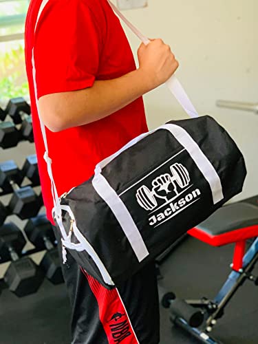 Personalized Sport/Gym Roll Duffel Bag - Soccer Black 18" - color: Black, style: Soccer