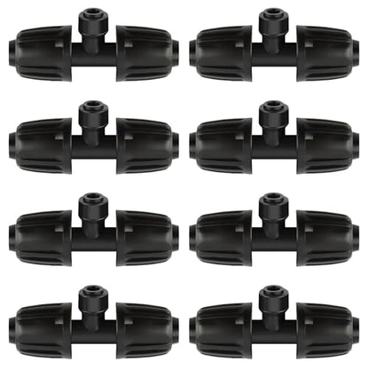 Kalolary 8PCS 1/2'' to 1/4'' Drip Irrigation Fittings Barbed Tee Quick Connector, Push-to-Fit Drip Irrigation Parts Anti-Leak Locked Splitter Fitting for Irrigation Tubing with 3-Way Connector