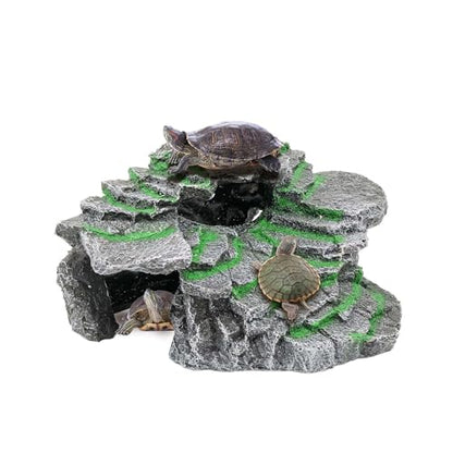Turtle Basking Platform Turtle Tank Decoration for Aquariums & Terrarium, Turtle, Lizard, Reptile Habitat Hideout (Black)