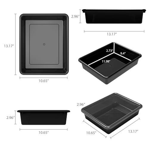 Storex Storage Tray, Letter Size, 10 x 13 x 3 Inches, Black (1 Tray only) (Pack of 4) - size: 13" x 10" x 3" (Pack of 4)