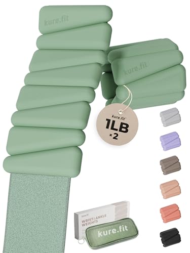 Pilates Wrist & Ankle Weights | Adjustable Weighted Bangles | 1LB/2LB Each - color: Sage, size: 1 LB
