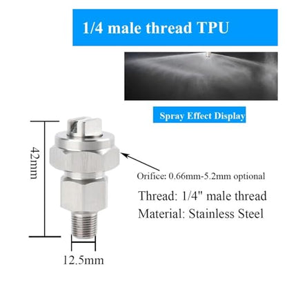 TPU Flat Fan Spray Nozzle,High Pressure Cleaning Industrial, 1/4'' Stainless Steel Jet(1l4-4002)